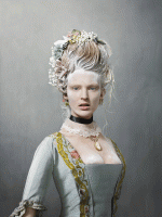 Le modèle Ymre Stiekema portant la robe de mariée la plus large qui soit  (1759)  et photographié par Erwin Olaf 